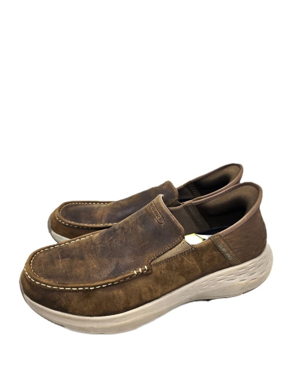 Skechers Parson Oswin Distressed Brown Goga Mat Slip in Loafer Men Size 13